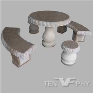 Yellow Granite Garden Table&Bench