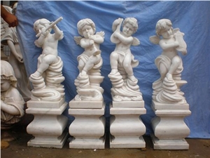 White Marble Children Statue