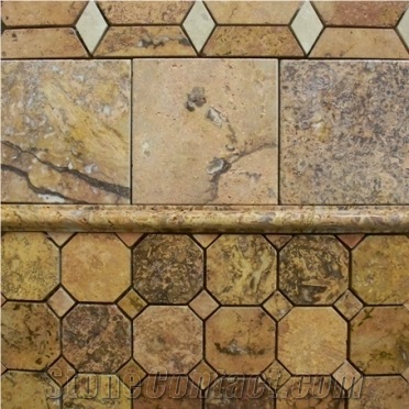 Amber Travertine Honed Mosaic Border
