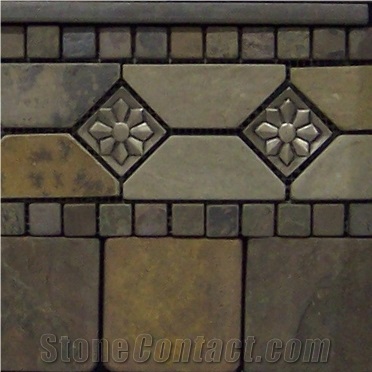 Peacock Slate Honed Mosaic Border