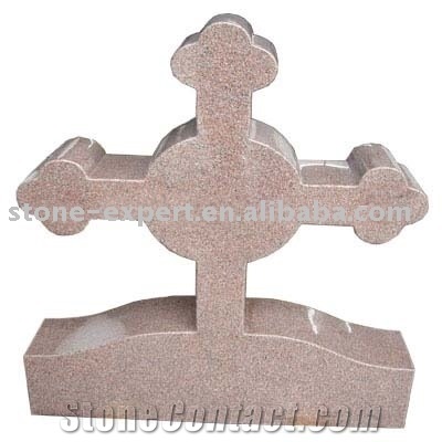 Pink Granite Cross Tombstone,Monument