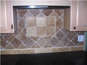 Brown Travertine Kitchen Backsplashes