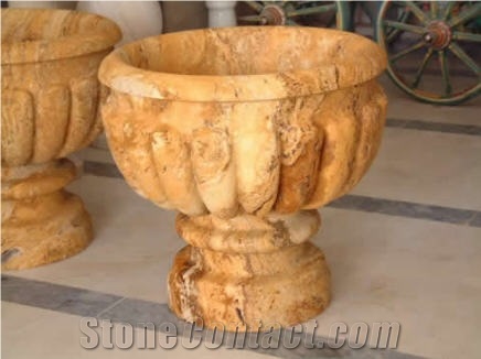 Yellow Travertine Planters, flower pots