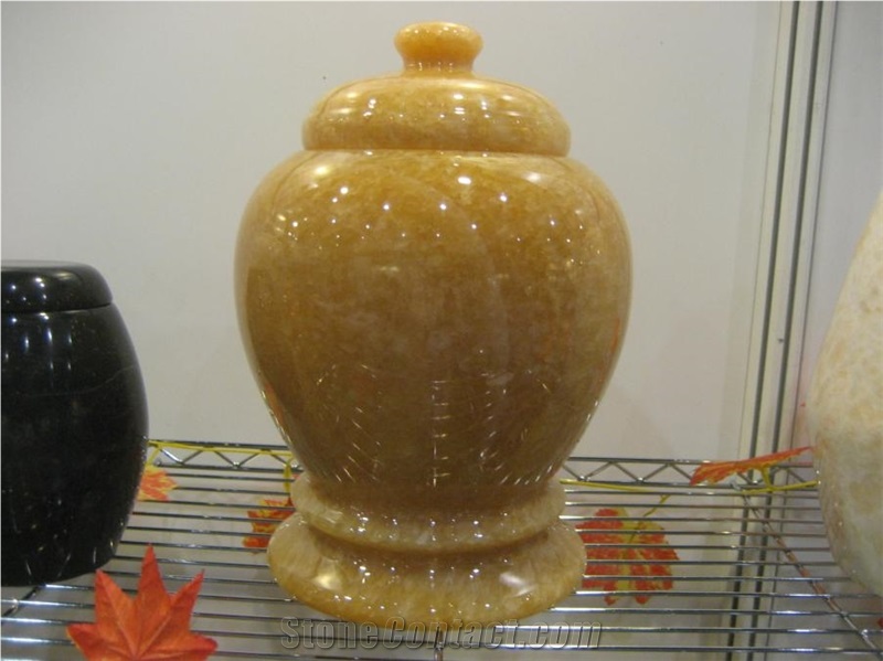 China Yellow Onyx Funeral Urns