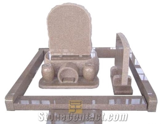 Pink Granite Japanese Tombstone