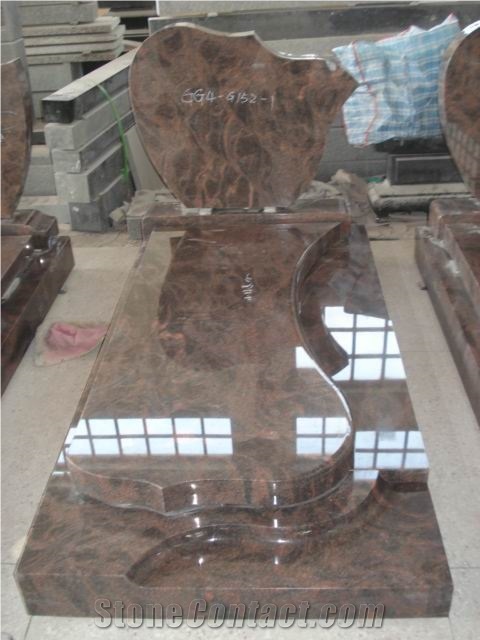 Multicolor Red Marble Monuments, Western Style Tombstone