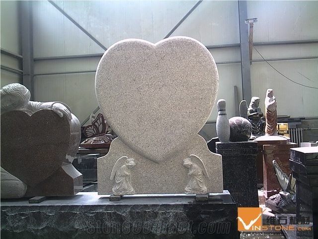Yellow Granite Heart Tombstone