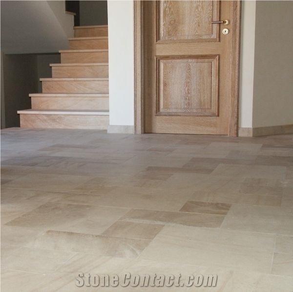 Bois Dore Rubane French Limestone in Opus Romano, Slabs