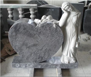 Bahama Blue Granite Heart Tombstones,Angel Monument