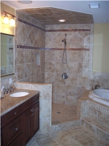 Travertine Wall Tile, Bath Design, Rapolano Capuccino Beige Travertine