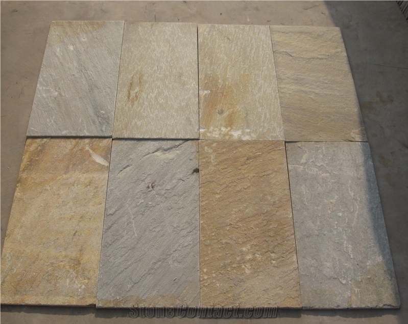 Golden Sand Slate Slabs & Tiles, China Yellow Slate