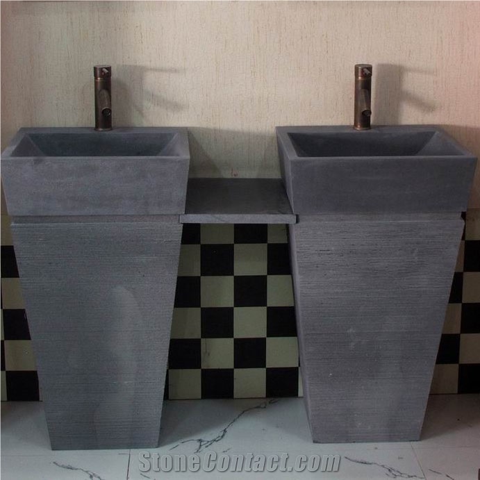 Black Basalt Pedestal Sink, Lava Stone China Sinks