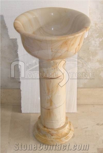 Burma Teak Marble Pedestal Sinks