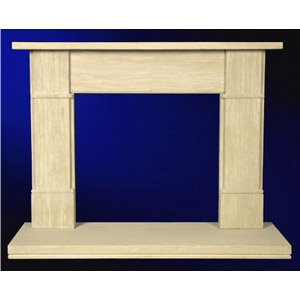 Beige Limestone Fireplace