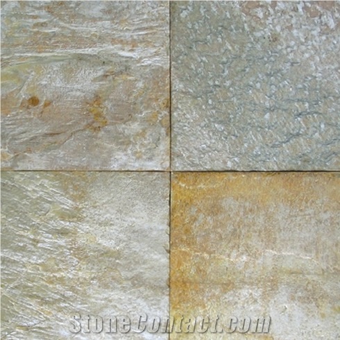 Golden Sand Slate Slabs & Tiles, China Yellow Slate