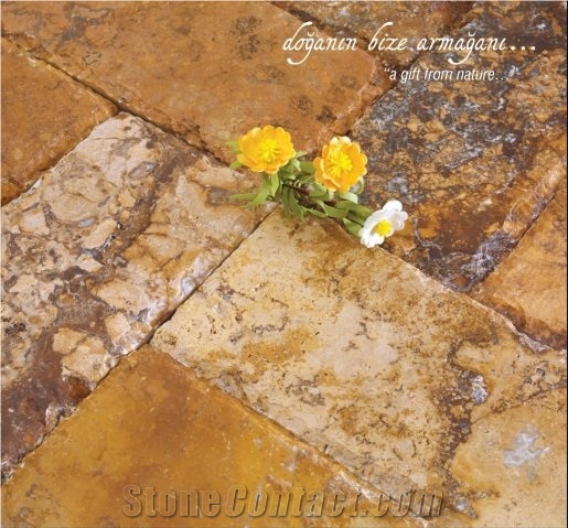 Brown Travertine Paver Crosscut