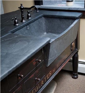 Blue Soapstone Kitchen Countertop with Sinks Blue Soapstone Kitchen Countertop with Sinks