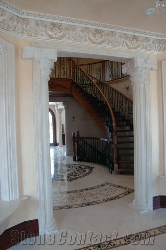 Roman Corinthian Marble Columns, Calacatta White Marble