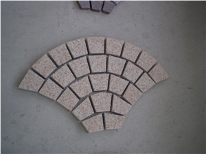 Granite Cobble on Mesh Paving Stone, G682 Yellow Granite Paving Stone
