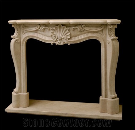 Fireplace in Trani Nuvolato Chiaro, Trani Chiaro Beige Limestone