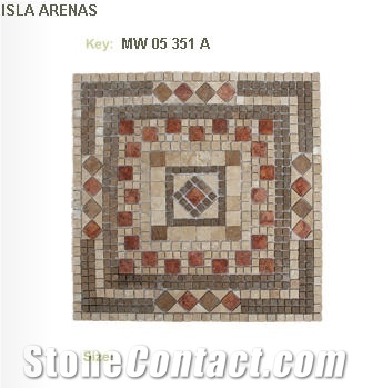 Isla Arenas Mosaic Medallions, Tobacco Travertine and Torreon Travertine