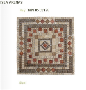 Isla Arenas Mosaic Medallions, Tobacco Travertine and Torreon Travertine