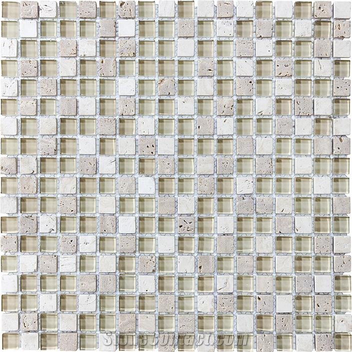 Glass Travertine Mix Mosaic