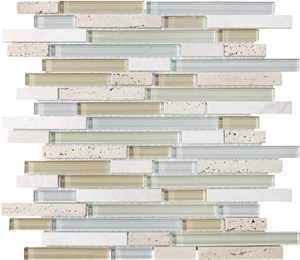 Spa Glass Stone Linear Blend Mosaic