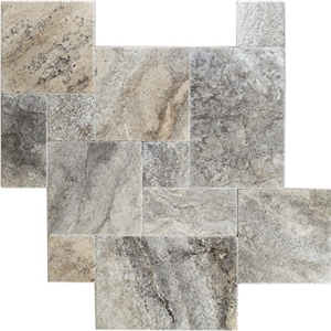 Silver Travertine Pattern Slabs & Tiles, Turkey Grey Travertine Silver Travertine Pattern Slabs & Tiles, Turkey Grey Travertine