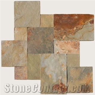 Earth Slate Pattern Slabs & Tiles, China Yellow Slate