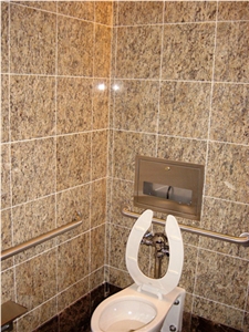 Giallo Fiorito Wall Cladding Bath Design, Yellow Granite
