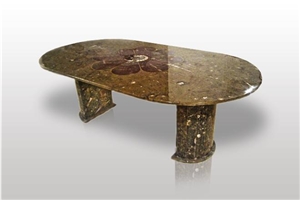Fossil Brown Dark Coffee Table, Limestone