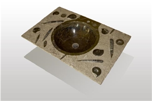 Futun - Fossil Brown Vanity Top, Limestone