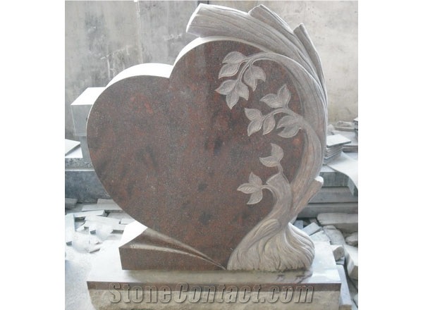 Red Granite Heart Tombstone