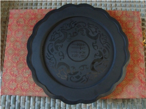 Stone Tea Tray, Black Granite Artifacts, Handcrafts