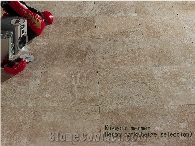 Medium Travertine Tiles & Slabs, Heron Dark Travertine (Dark Cream Travertine) Flooring Tiles, Wall Covering Tiles