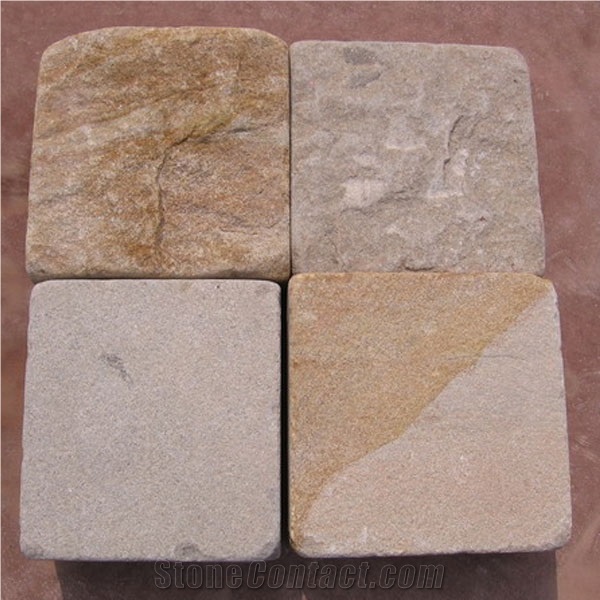 China Yellow Sandstone Cube Stone