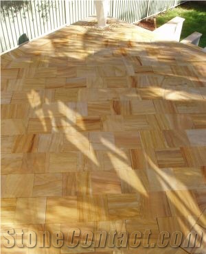 Teak Wood Sandstone Paving
