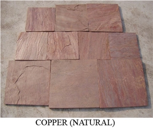 Copper Slate Slabs & Tiles, India Brown Slate