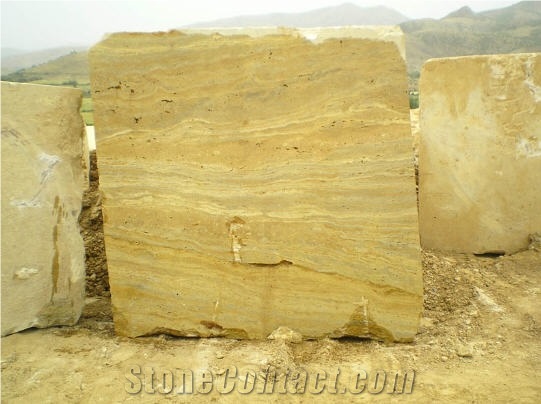 Elazig Gold Travertine Block, Turkey Yellow Travertine