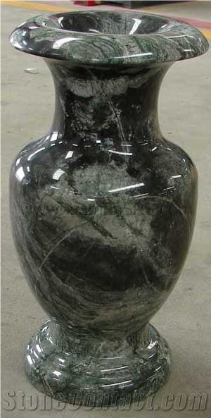 Green Jade Marble Vase, China Green Marble Artifacts, Handcrafts