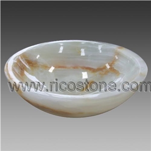 White Onyx Vessel Sink 18
