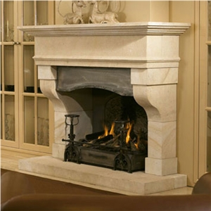 C-101 Fireplace Crema Cenia, Beige Limestone
