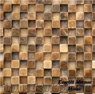 Dark Unfilled Travertine Mosaic K17