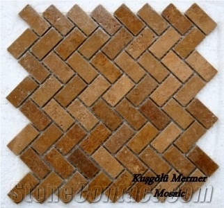 Noce Travertine Tumbled Mosaic K21