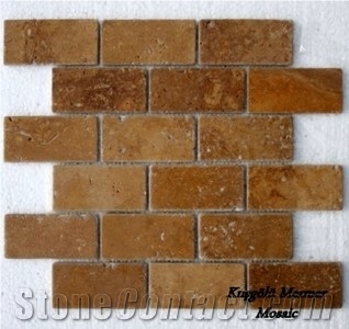 Noche Travertine, Brown Travertine, Basket Weave Mosaic, Mosaic K9