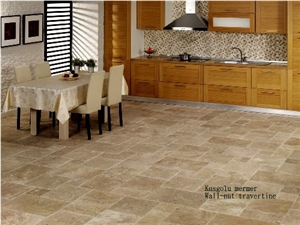 Opus Pattern Tiles, Walnut Light Travertine Floor Tiles, Brown Travertine Flooring Tiles