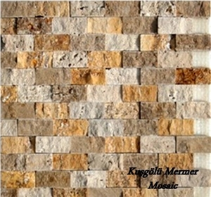 Split Face 3 Mix Classic Yellow Noche Travertine Mosaic