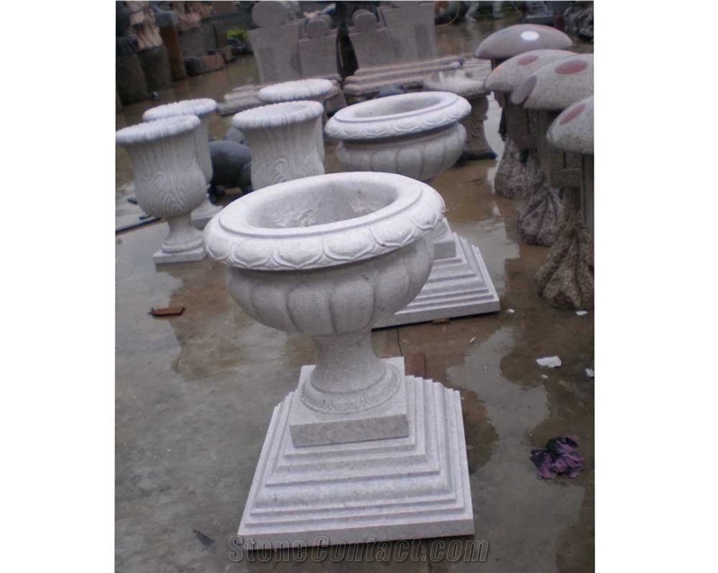 Carved Marble Flower Pots