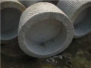 Round Granite Flower Pots